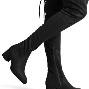 Women's Faux Suede Over The Knee Thigh High Chunky Heel Boots Size 8.5
